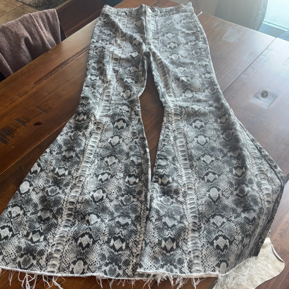 We The Free Snake Print Bellbottoms